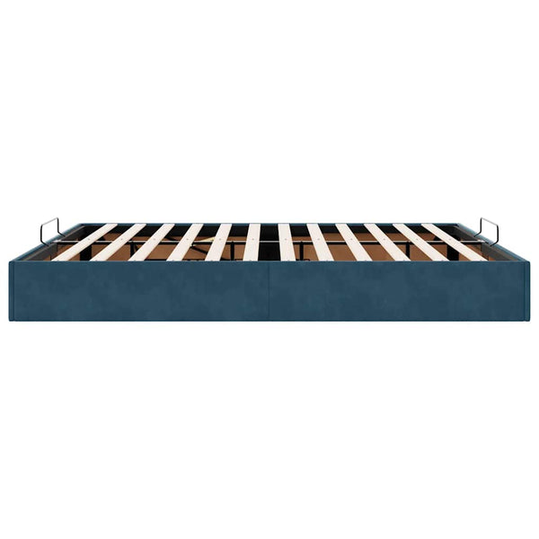 Ottoman Bett Dunkelblau Samt 200x200 cm