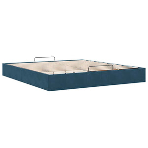 Ottoman Bett Dunkelblau Samt 200x200 cm