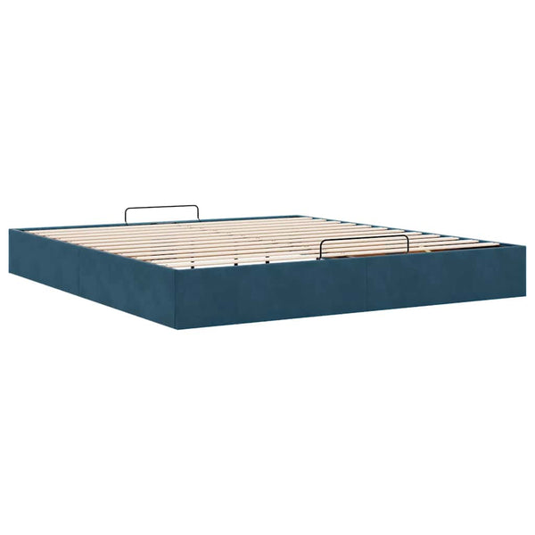 Ottoman Bett Dunkelblau Samt 200x200 cm