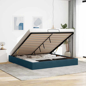 Ottoman Bett Dunkelblau Samt 200x200 cm