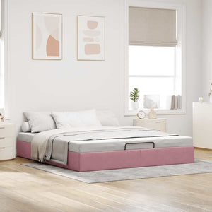 Ottoman Bett Rosa Samt 200x200 cm