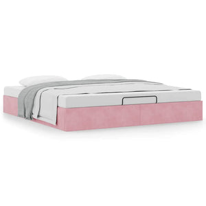 Ottoman Bett Rosa Samt 200x200 cm