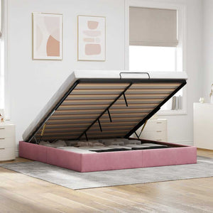 Ottoman Bett Rosa Samt 200x200 cm
