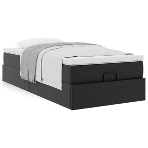 Ottoman Bett mit Matratze 80x200 cm Kunstleder Schwarz