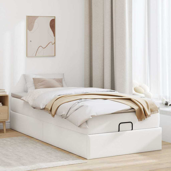 Ottoman Bett mit Matratze Weiß 80x200 cm