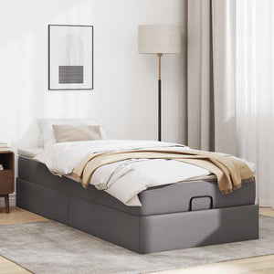 Ottoman Bett mit Matratze Grau 80x200 cm
