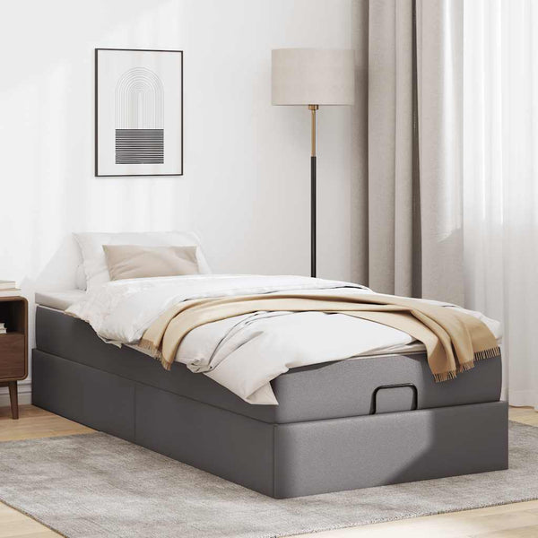 Ottoman Bett mit Matratze Grau 80x200 cm