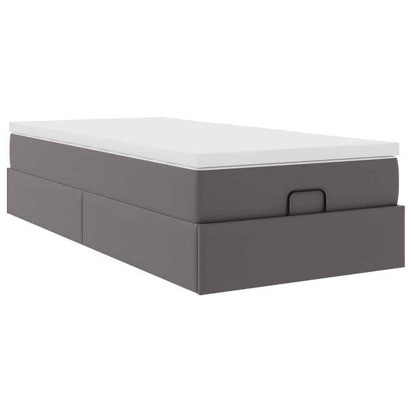 Ottoman Bett mit Matratze Grau 80x200 cm