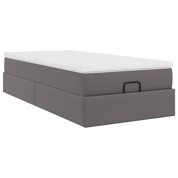 Ottoman Bett mit Matratze Grau 80x200 cm