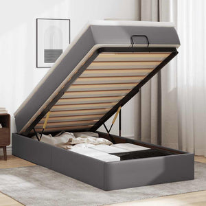 Ottoman Bett mit Matratze Grau 80x200 cm