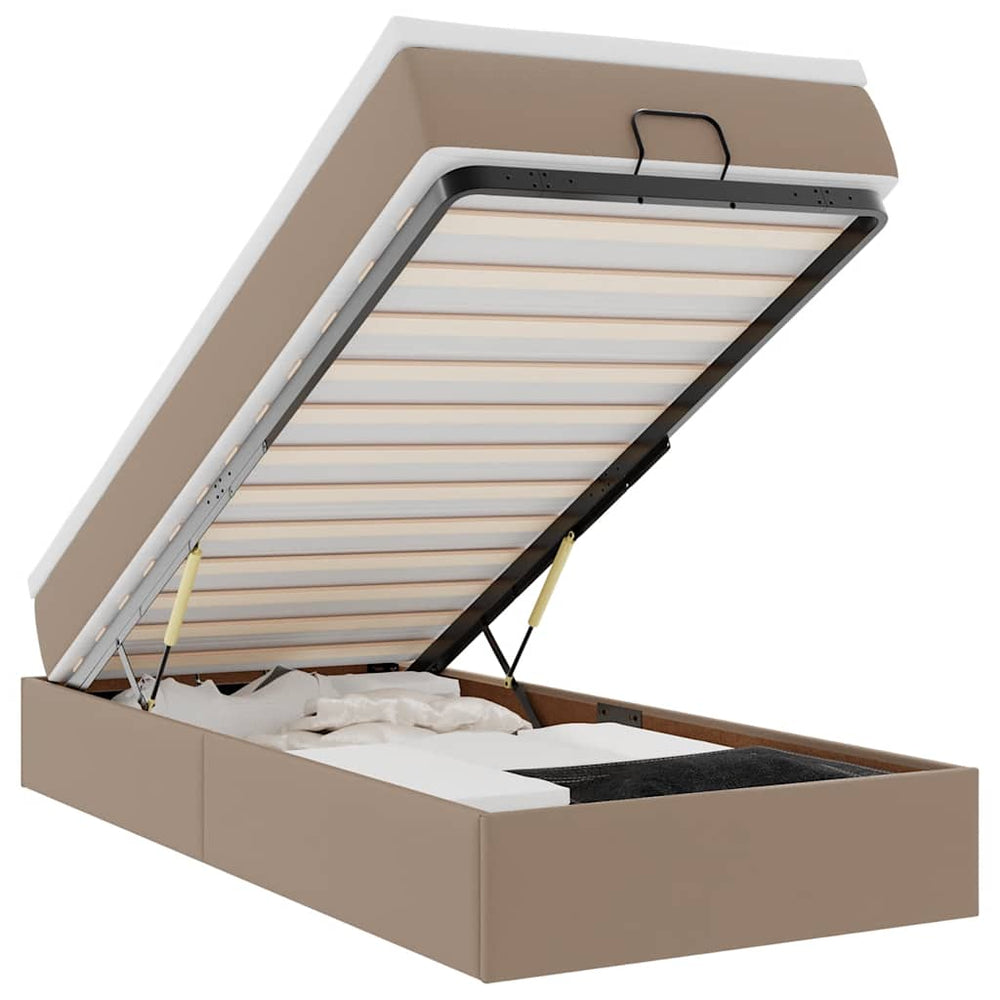 vidaXL Lit ottoman avec matelas marron cappuccino 80x200 cm similicuir