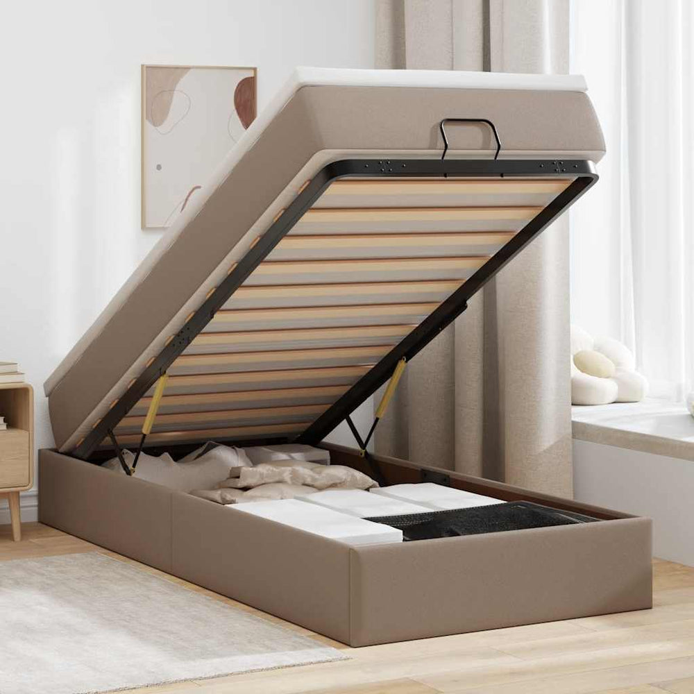 vidaXL Lit ottoman avec matelas marron cappuccino 80x200 cm similicuir
