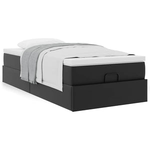 Ottoman Bett mit Matratze 90x190 cm Kunstleder Schwarz