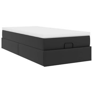 Ottoman Bett mit Matratze 90x190 cm Kunstleder Schwarz