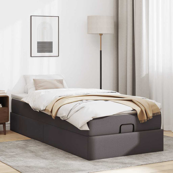 Ottoman Bett mit Matratze Grau 90x190 cm