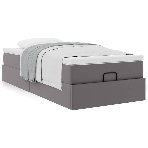Ottoman Bett mit Matratze Grau 90x190 cm