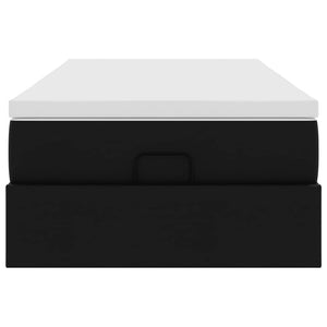 Ottoman Bett mit Matratze 90x200 cm Kunstleder Schwarz