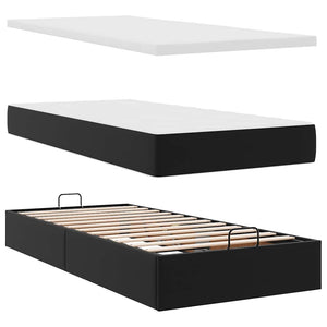 Ottoman Bett mit Matratze 90x200 cm Kunstleder Schwarz