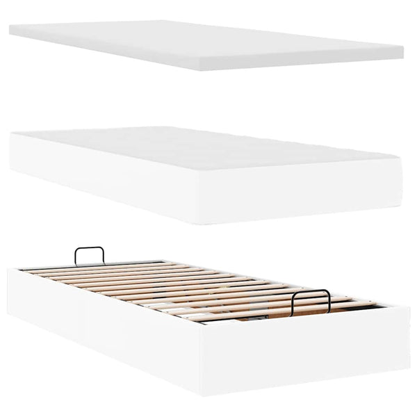 Ottoman Bett mit Matratze 90x200 cm Weiß
