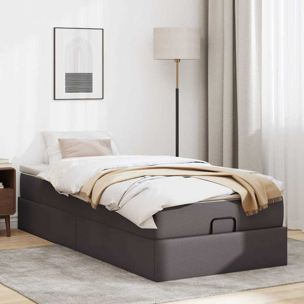 Ottoman Bett mit Matratze Grau 90x200 cm