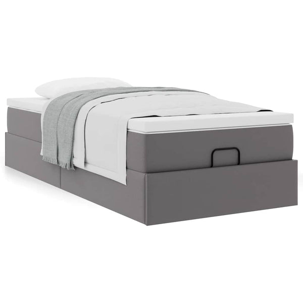 Ottoman Bett mit Matratze Grau 90x200 cm