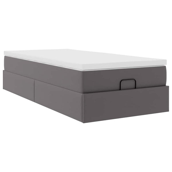 Ottoman Bett mit Matratze Grau 90x200 cm