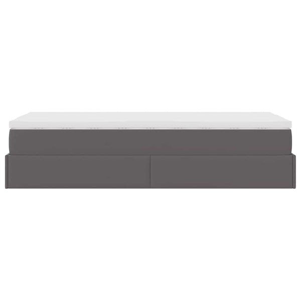 Ottoman Bett mit Matratze Grau 90x200 cm