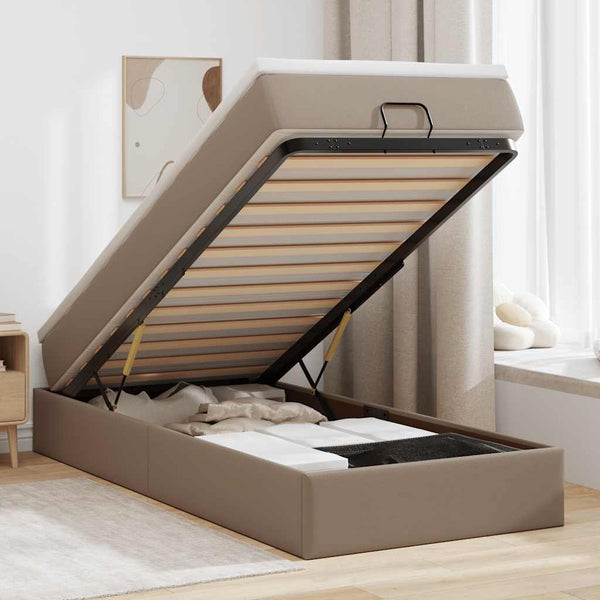 Ottoman Bett mit Matratze Cappuccino 90x200 cm