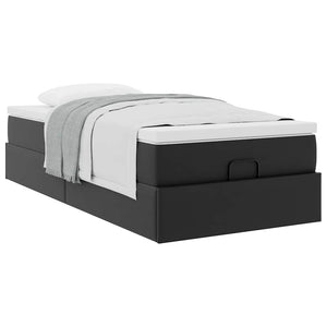 Ottoman Bett mit Matratze 100x200 cm Kunstleder Schwarz