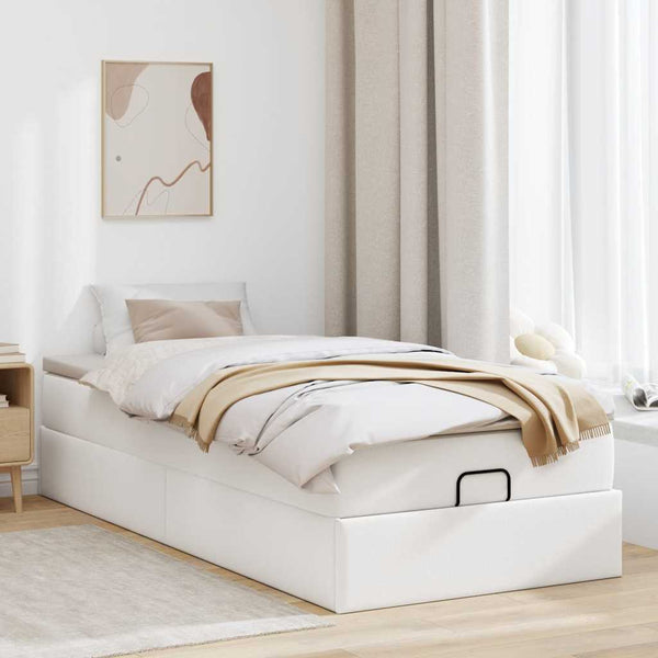Ottoman Bett mit Matratze Weiß 100x200 cm