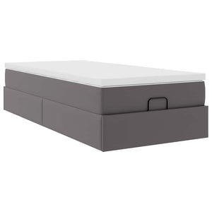 vidaXL Lit coffre avec matelas gris 100x200 cm similicuir