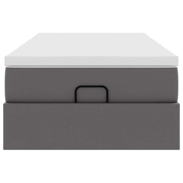vidaXL Lit coffre avec matelas gris 100x200 cm similicuir