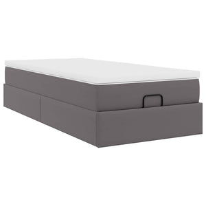 vidaXL Lit coffre avec matelas gris 100x200 cm similicuir