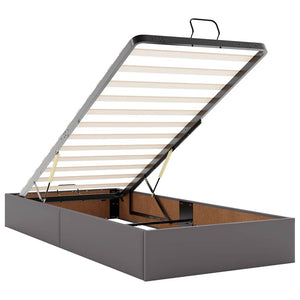 vidaXL Lit coffre avec matelas gris 100x200 cm similicuir