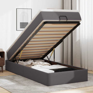vidaXL Lit coffre avec matelas gris 100x200 cm similicuir