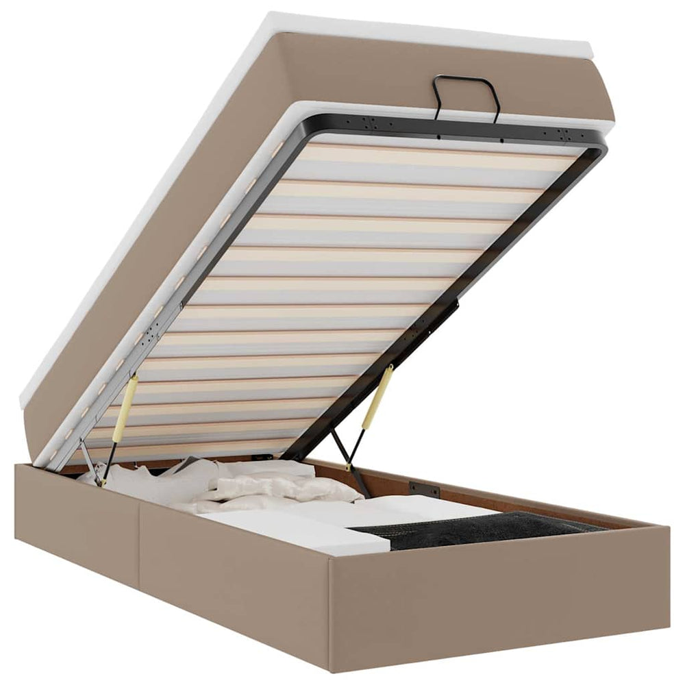 vidaXL Lit ottoman avec matelas cappuccino marron 100x200 cm similicuir