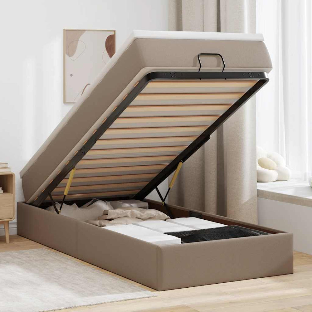 vidaXL Lit ottoman avec matelas cappuccino marron 100x200 cm similicuir