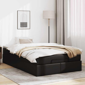 Ottoman Bett mit Matratze 120x190 cm Schwarz