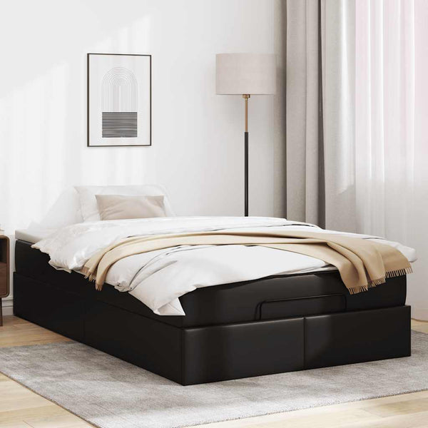 Ottoman Bett mit Matratze 120x190 cm Schwarz