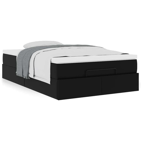 Ottoman Bett mit Matratze 120x190 cm Schwarz