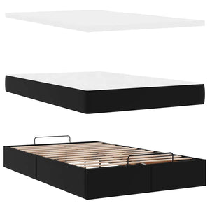 Ottoman Bett mit Matratze 120x190 cm Schwarz