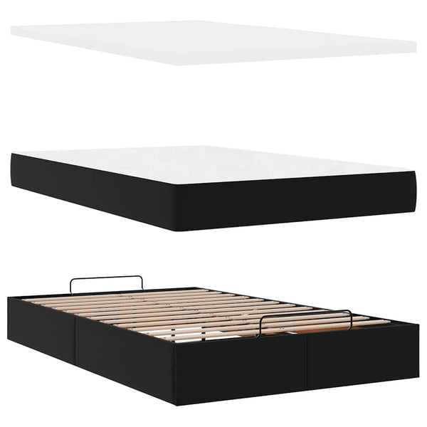 Ottoman Bett mit Matratze 120x190 cm Schwarz