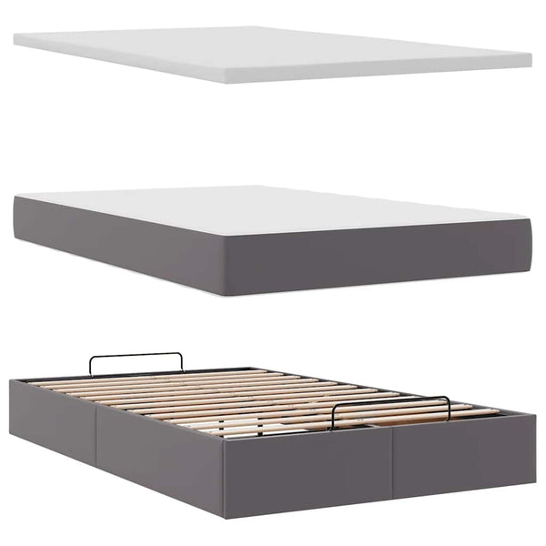 Ottoman Bett mit Matratze Grau 120x190 cm