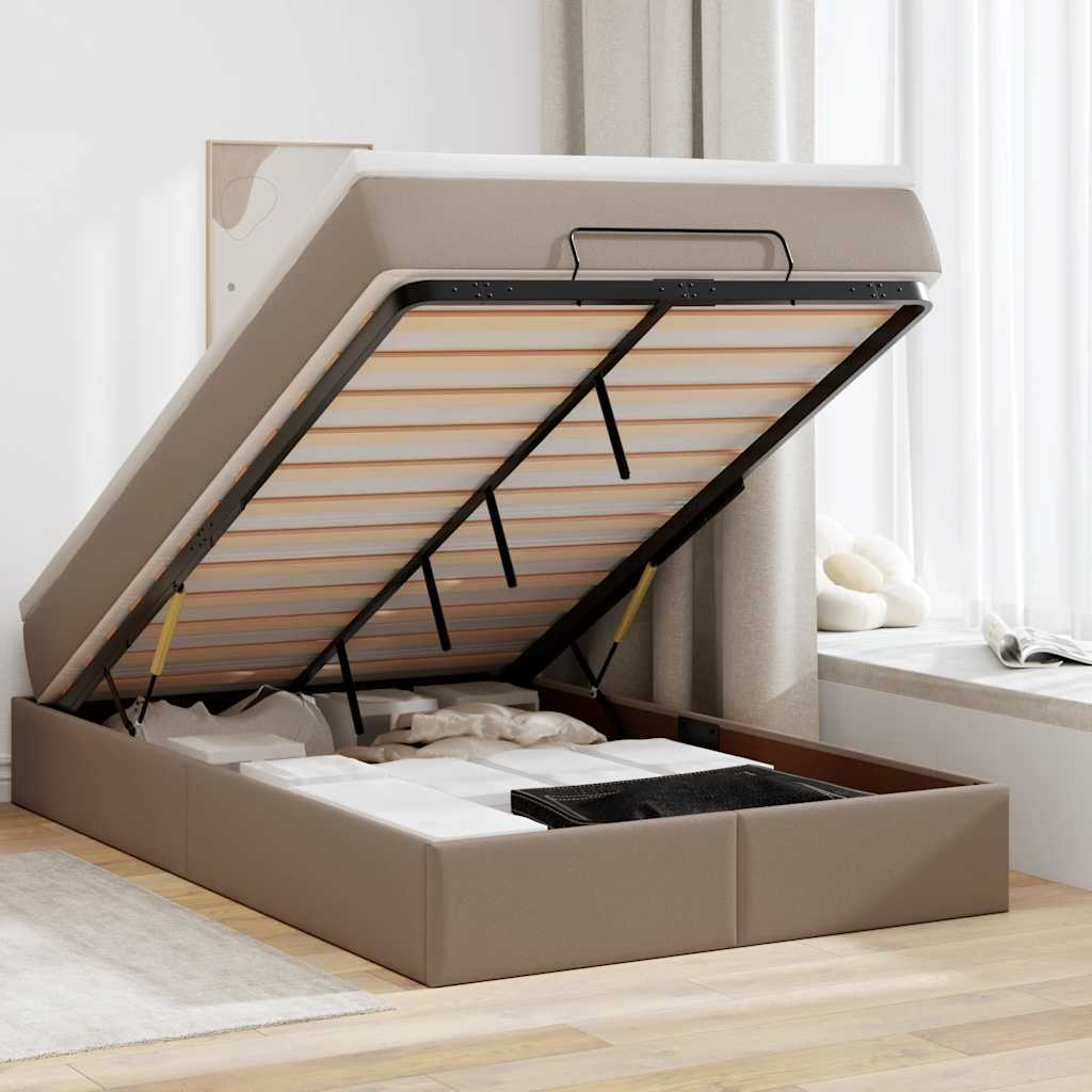 Ottoman Bett mit Matratze Cappuccino 120x190 cm