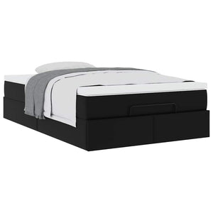 Ottoman Bett mit Matratze 120x200 cm Kunstleder Schwarz