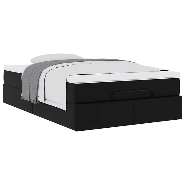 Ottoman Bett mit Matratze 120x200 cm Kunstleder Schwarz