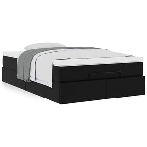 Ottoman Bett mit Matratze 120x200 cm Kunstleder Schwarz