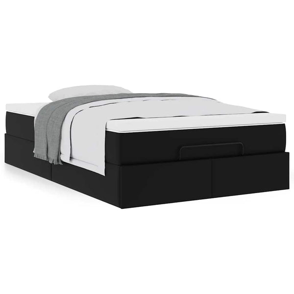 Ottoman Bett mit Matratze 120x200 cm Kunstleder Schwarz
