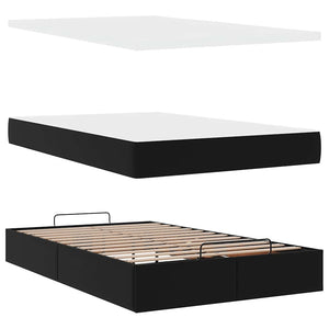 Ottoman Bett mit Matratze 120x200 cm Kunstleder Schwarz
