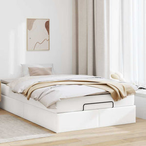 Ottoman Bett mit Matratze Weiß 120x200 cm